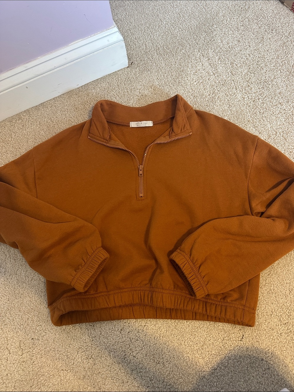 Women’s Half-Zip Pullover Sweater - Rusty Orange